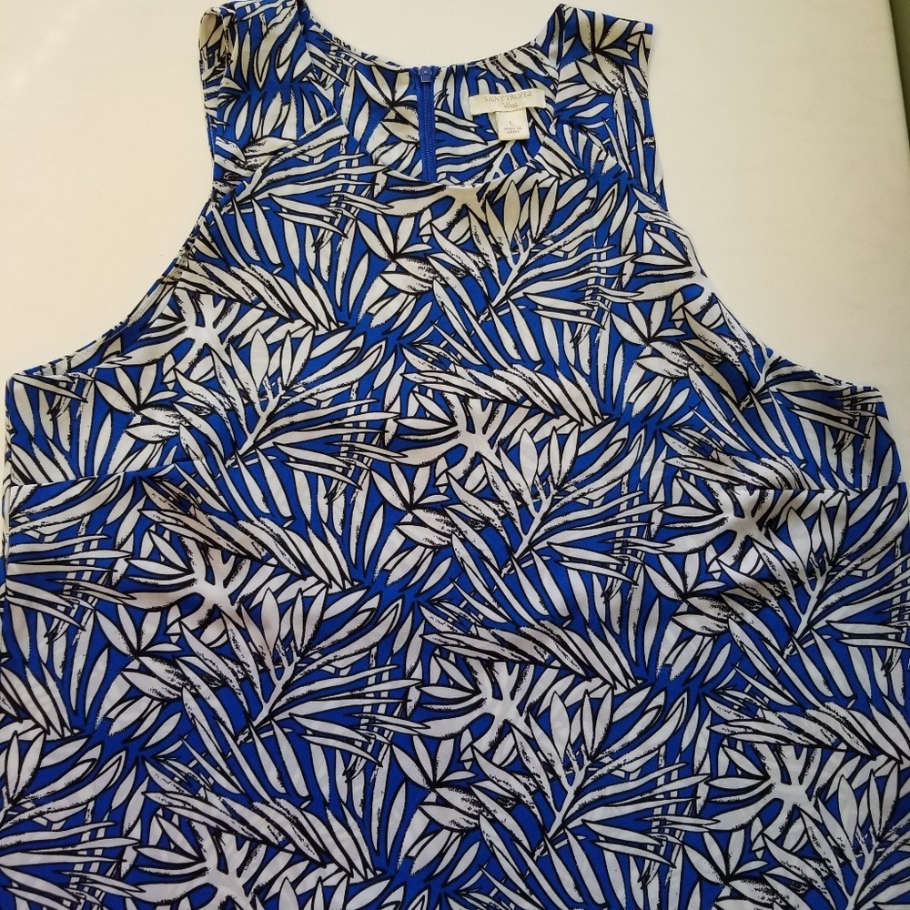 Saint Tropez West Sz L Blue, Black, White Tank K28